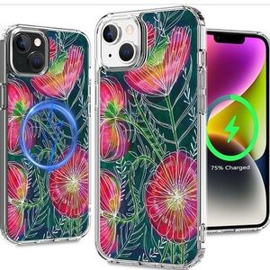 Vibrant Floral iPhone 13 Pro Max Case - Green and Pink